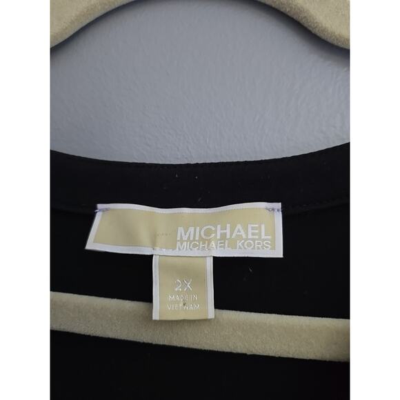 Michael Kors Black V-Neck Ruffle Hem Sleeveless Shift Dress Womans Plus Size 2X - Picture 4 of 6